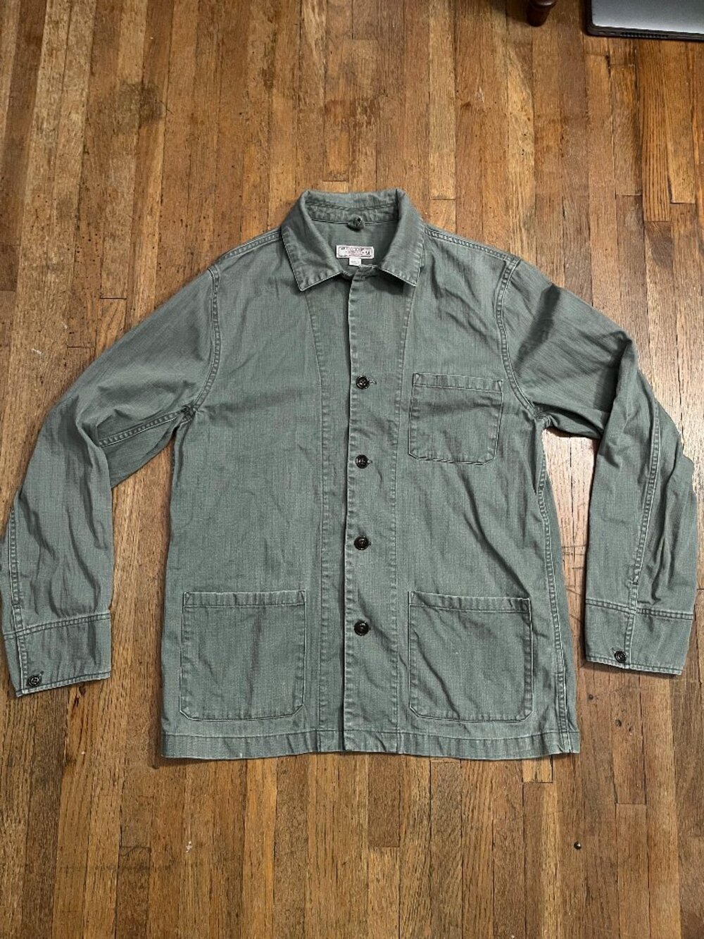 Wallace & Barnes Faded Green Herringbone Chore Jacket • Medium